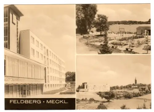 AK, Feldberg Meckl., FDGB-Ferienheim "Freundschaft", drei Abb., 1970