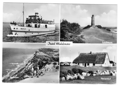 AK, Insel Hiddensee, vier Abb., u.a. MS " Nautilus", 1967