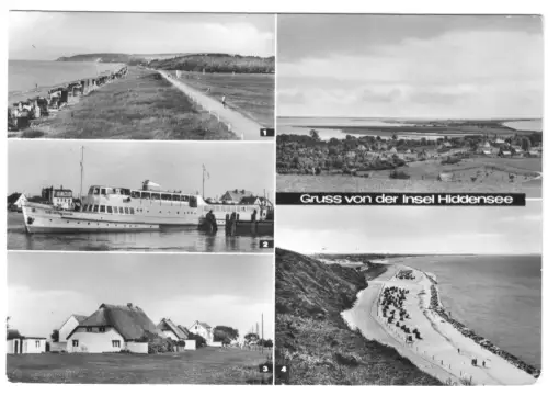 AK, Insel Hiddensee, fünf Abb., u.a. Hafen Vitte mit MS "DSF", 1972