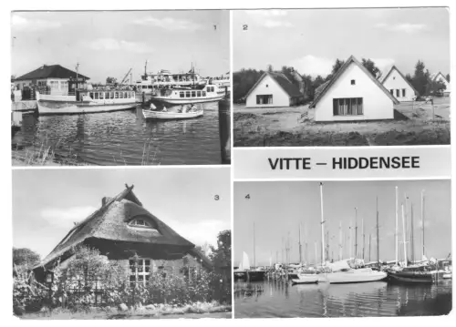 AK, Vitte Insel Hiddensee, vier Abb., u.a. Feriendorf IFA Suhl, 1984