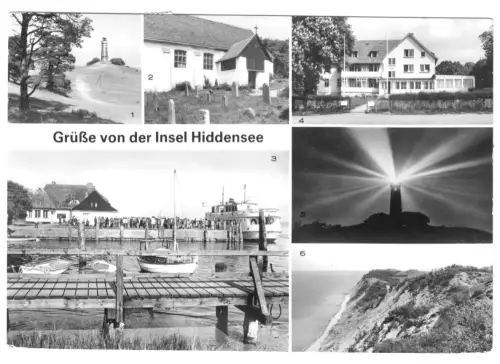 AK, Insel Hiddensee, sechs Abb., u.a. Seemannskirche, 1988