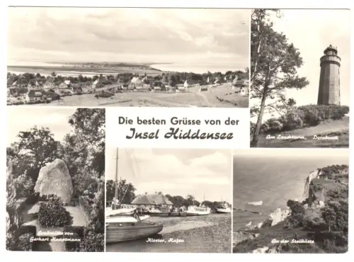 AK, Insel Hiddensee, fünf Abb., u.a. Kloster Hafen, 1970