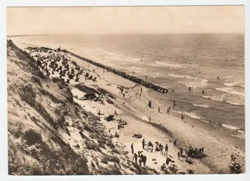 AK, Kloster Insel Hiddensee, Strand, belebt, 1967
