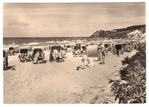AK, Kloster Insel Hiddensee, Strand, belebt, 1964