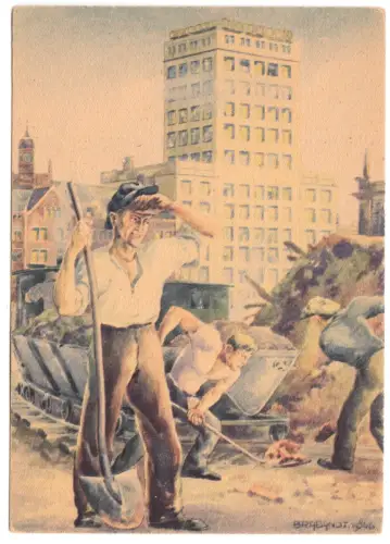 AK, Leipzig, Erste Leipziger Friedensmesse 1946, Entrümmerung