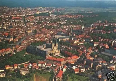 AK, Bamberg, Stadtzentrum, Luftbildansicht, ca. 1980
