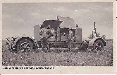 Ansichtskarte Wehrmacht Technik Scheinwerferbatterie Maschinensatz / Feldpost 1941