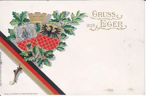 Ansichtskarte Eger / Cheb Wappen Prägekarte Farblitho ca. 1900