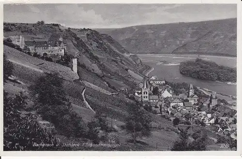 Ansichtskarte Bacharach mit Stahleck Rheintal ca. 1930