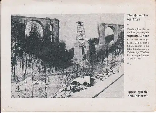 Ansichtskarte Elstertalbrücke Vogtland Zerstörung 1945 Volkssolidarität