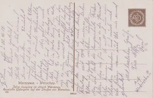 Ansichtskarte Warschau / Warszawa Russische Gefangene Erster Weltkrieg 1917