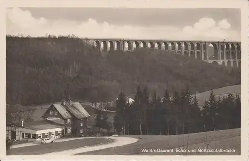 Ansichtskarte Göltzschtalbrücke Waldrestaurant Echo Vogtland Foto ca. 1930