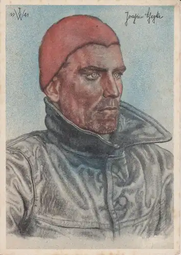 Ansichtskarte Kapitänleutnant Joachim Schepke Porträt / Kunstpostkarte Willrich