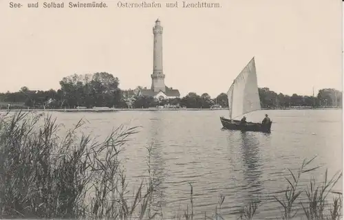 Ansichtskarte Swinemünde / Świnoujście Osternothafen Leuchtturm ca. 1920