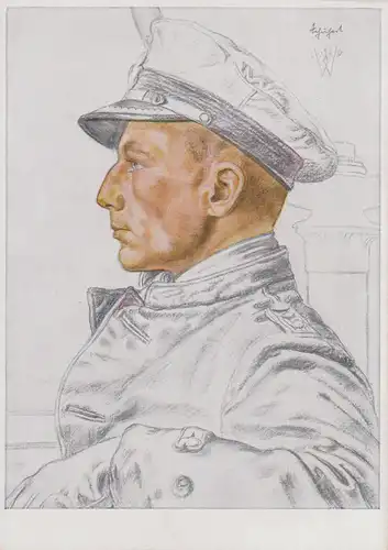Ansichtskarte Kapitänleutnant Schuhart Porträt / Kunstpostkarte Willrich
