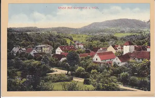 Ansichtskarte Gumperda b. Kahla Jena Teilansicht mit Kirche ca. 1920