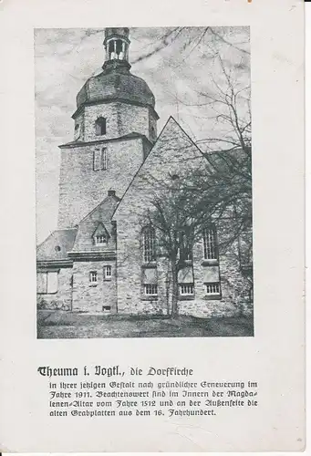 Ansichtskarte Theuma b. Plauen Vogtland Dorfkirche