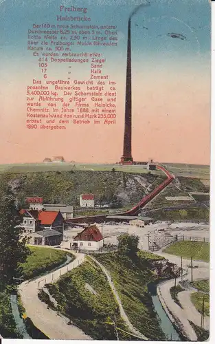 Ansichtskarte Halsbrücke b. Freiberg Schornstein Esse 1919