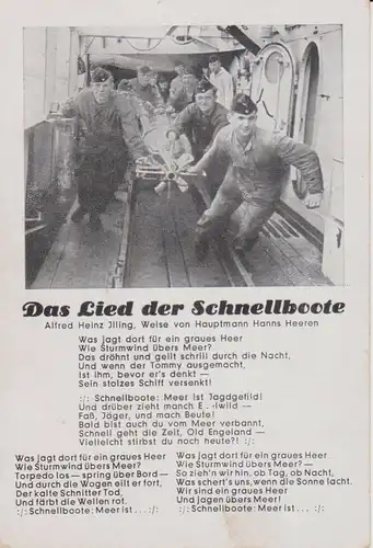 Ansichtskarte Liedpostkarte Das Lied der Schnellboote / Feldpost ca. 1940