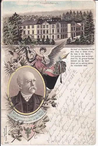 Ansichtskarte Otto von Bismarck Friedrichsruh Gedenkkarte Farblitho 1895