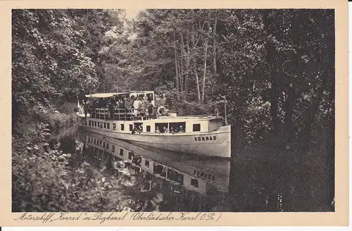 Ansichtskarte Oberländischer Kanal Oberlandkanal Ostpreußen Duzkanal MS Konrad ca. 1930