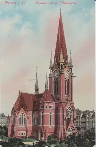 Ansichtskarte Plauen Vogtland Pauluskirche 1908