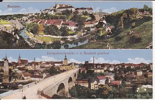 Ansichtskarte Bautzen 2 Stadtansichten Panorama 1920