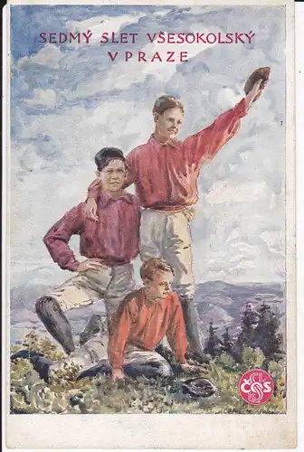 Ansichtskarte Kunstpostkarte VII. Slet Vsesokolský Prag / Sokol Turnerbund 1921