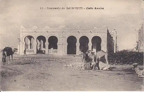 Ansichtskarte Djibouti Dschibuti Cafe Arabe Kamele 1924