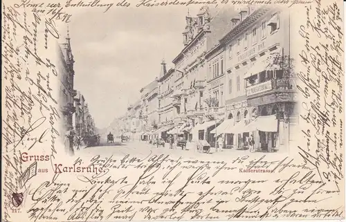 Ansichtskarte Karlsruhe Kaiserstraße 1897