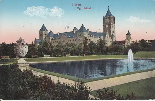 Ansichtskarte Posen / Poznan Königliches Schloss Teich Park ca. 1910