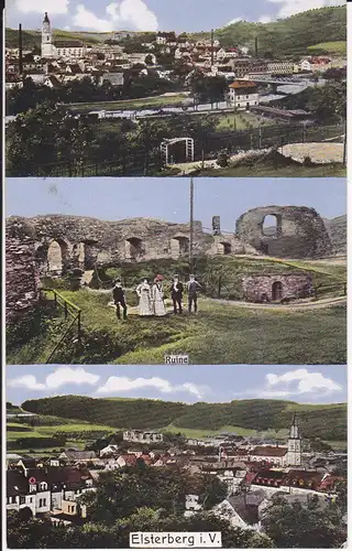 Ansichtskarte Elsterberg Vogtland Stadtansicht Ruine ca. 1910
