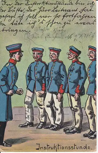 Ansichtskarte Militärpostkarte Scherzkarte "Instruktionsstunde" 1913