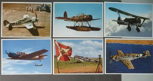 7 x Ansichtskarte Sammelkarten Kampfflugzeuge Jagdflugzeuge DMZ