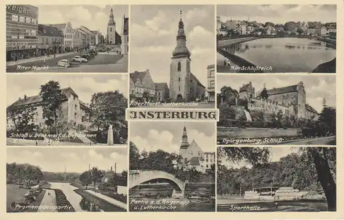 Ansichtskarte Insterburg / Tschernjachowsk Mehrbildkarte Lutherkirche Markt uam. ca. 1940