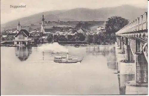 Ansichtskarte Deggendorf Donau Brücke ca. 1910