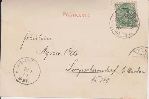 Ansichtskarte "Gruß aus dem Vogtland" Trachten Dorfansicht 1901