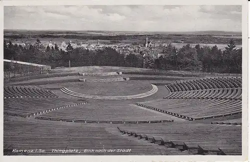 Ansichtskarte Kamenz Thingplatz Blick auf die Stadt 1940