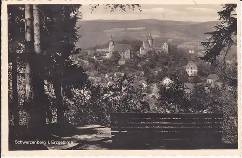 Ansichtskarte Schwarzenberg Erzgebirge Blick auf Kirche Schloss Foto ca. 1930
