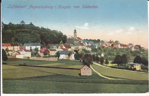 Ansichtskarte Augustusburg Erzgebirge Stadt Gesamtansicht 1914