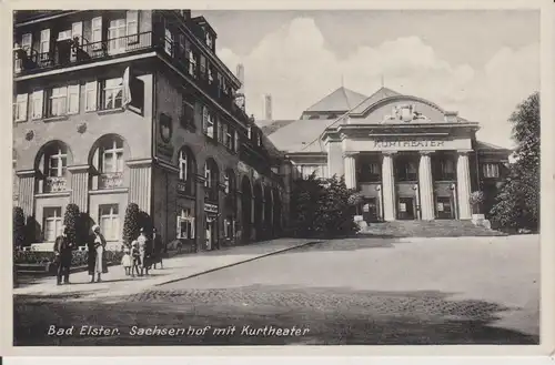 Ansichtskarte Bad Elster Sachsenhof Kurtheater 1934