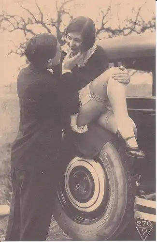 Ansichtskarte Liebespaar Oldtimer Vintage Erotik