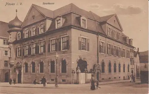 Ansichtskarte Plauen Vogtland Sparkasse ca. 1915