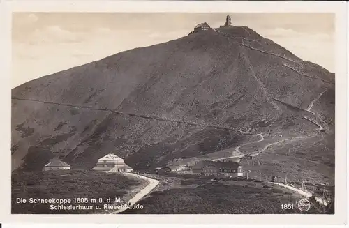 Ansichtskarte Schneekoppe / Śnieżka mit Bauden Foto ca. 1930