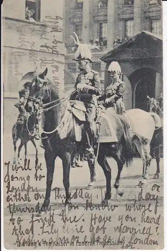 Ansichtskarte Post Card König Georg Kaiser Wilhelm bei Begräbnis 1911