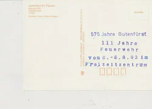 Ansichtskarte Gutenfürst Vogtland Freizeitzentrum Schloss 1986