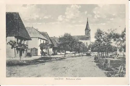 Ansichtskarte Tiacevo / Tjatschiw / Técső / Großteutschenau Kosutova ulice Kirche Dorfplatz