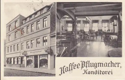 Ansichtskarte Calbe Saale Kaffee Konditorei Pflugmacher 1943