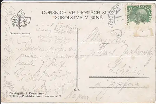 Ansichtskarte Kunstpostkarte "Zájezd č.o.s. do Brna" 1914 / Sokol Turnerbund Brünn 1914