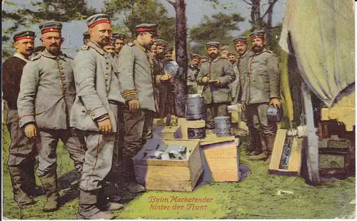 Ansichtskarte Erster Weltkrieg Soldaten Marketender / Feldpost 1916